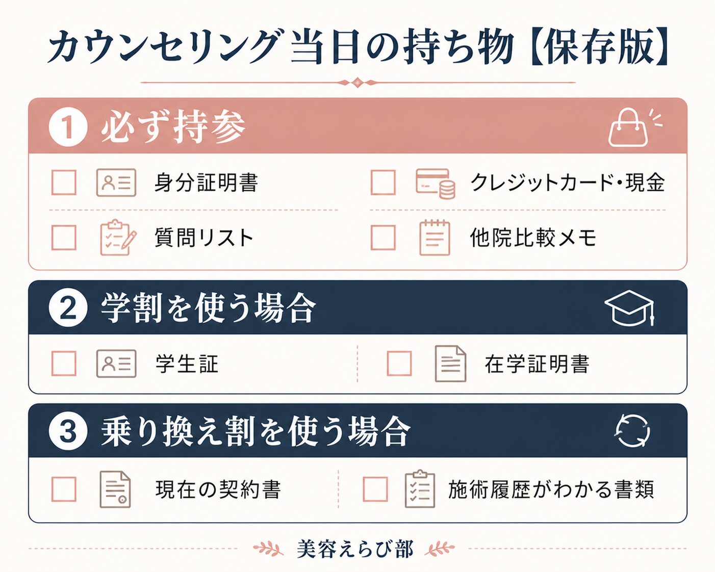 カウンセリング当日の持ち物【保存版】